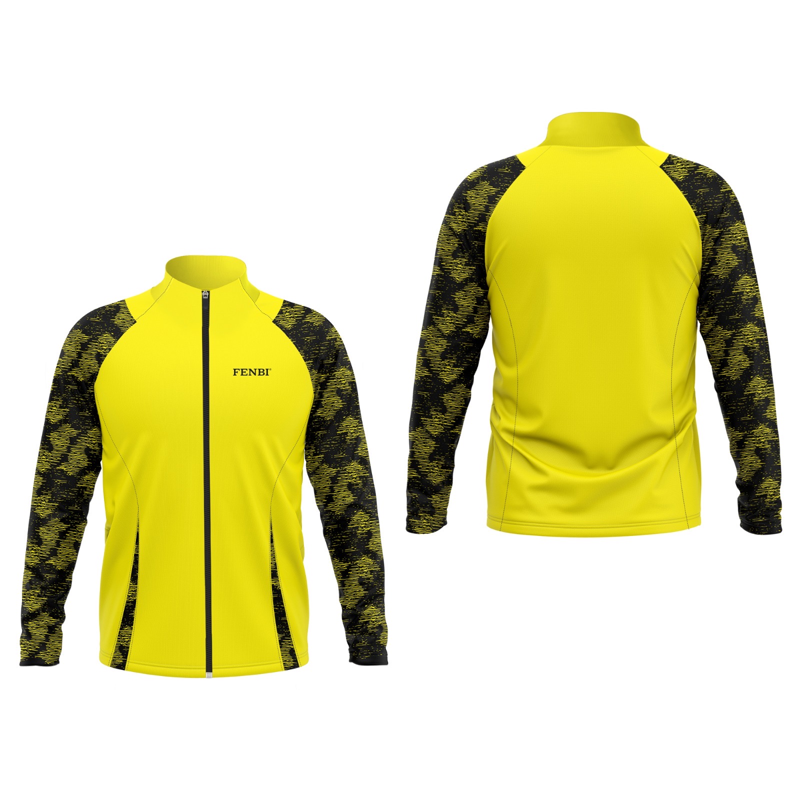 FENBI Full-Zip Slim Fit Trainingsanzug Gelb Schwarz