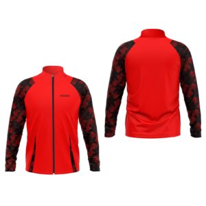 FENBI Full-Zip Slim Fit Trainingsanzug Rot Schwarz
